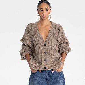 NWT KBB by Kahlana Cozy Tan Cable Knit Cardigan